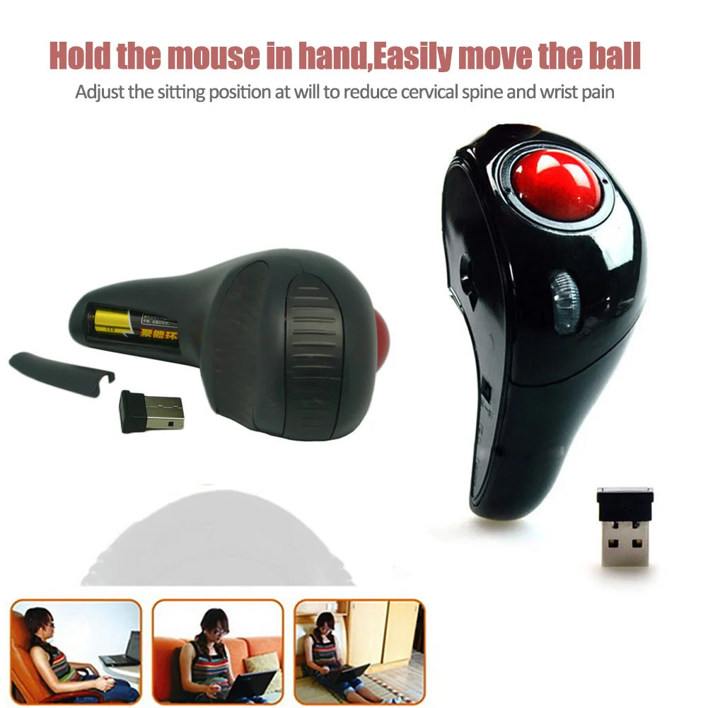 CHYI 2.4G Wireless Trackball Mouse USB Air Laser Mouse Ergonomic
