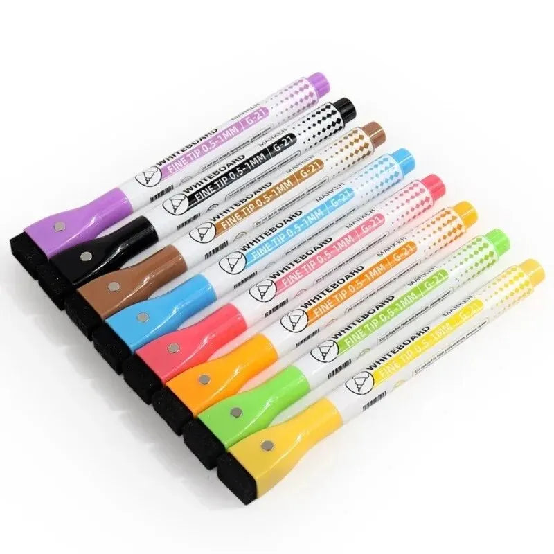 8 Colors 0.5mm Magnetic Dry Erase Markers Whiteboard Marker Pen Office