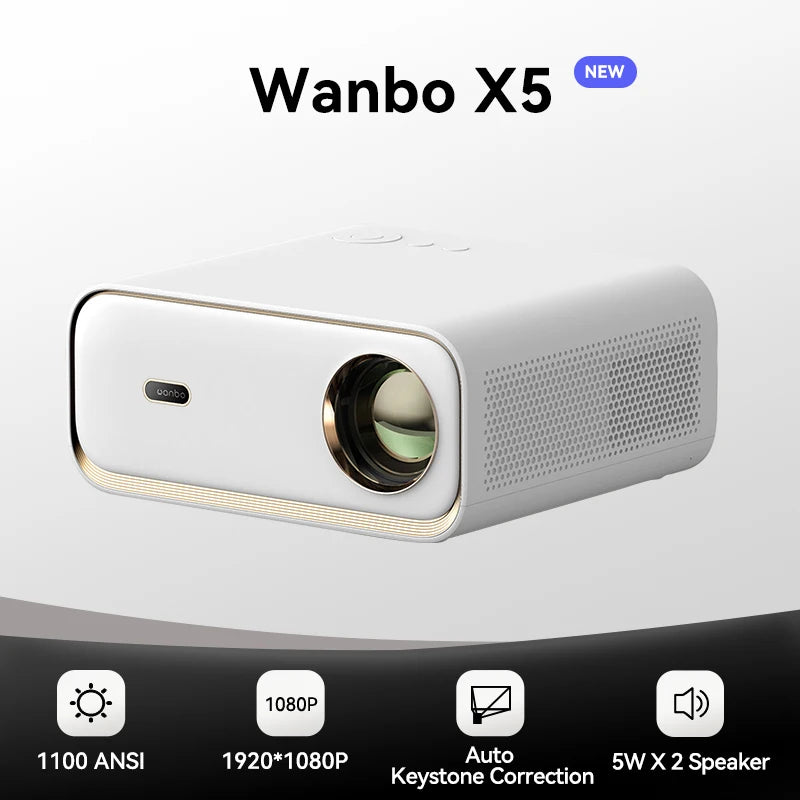 Wanbo X5 Projector 4K 1080P 20000 Lumens 1100ANSI Android 9.0 Dual