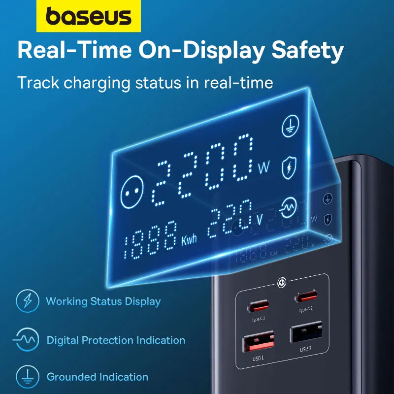 Baseus 35W Fast Charging Digital Power Strip 7-in-1 Charging Station