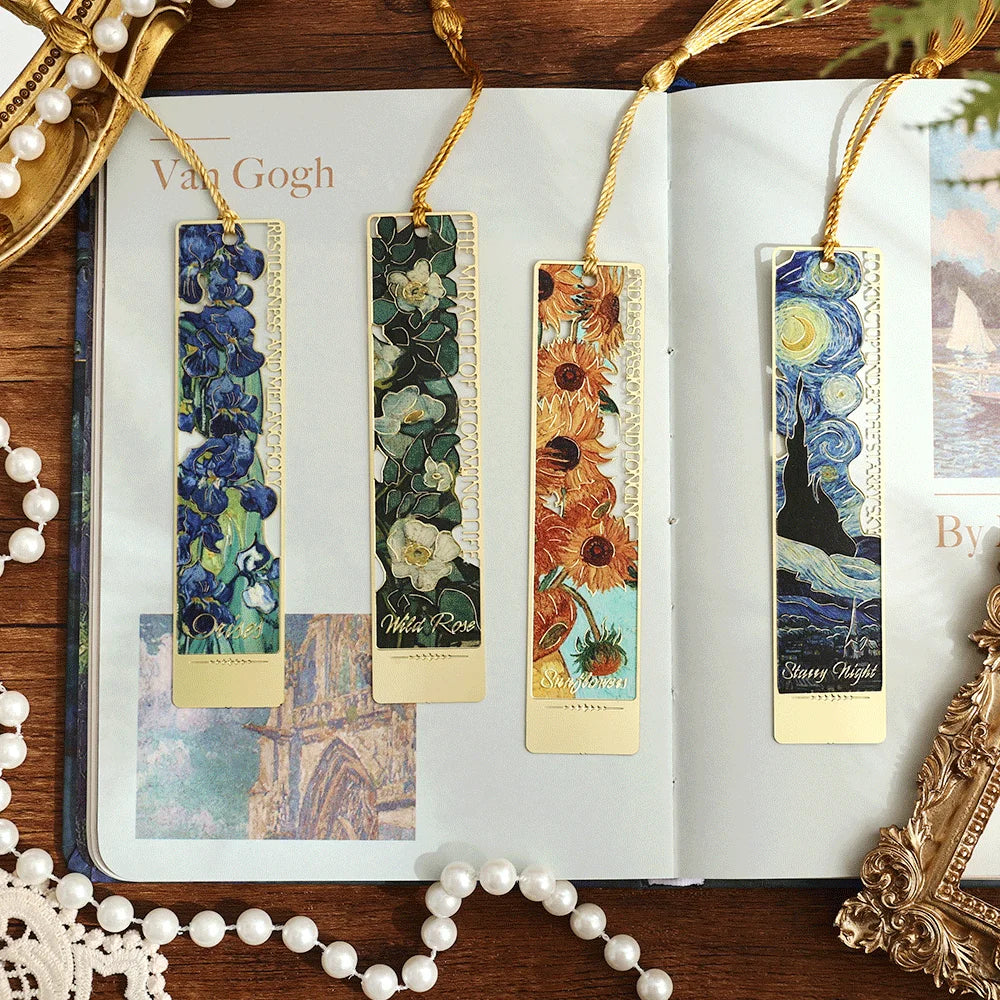 1pc Hollow Literary Flower Metal Bookmark Exquisite Painting Sunflower