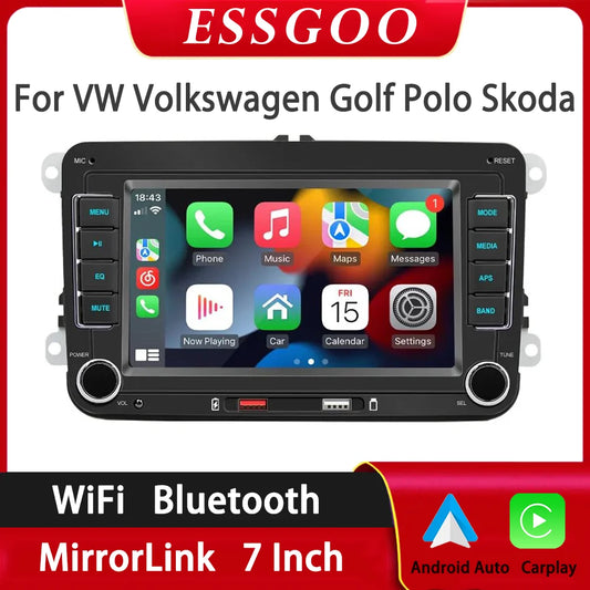 ESSGOO 2 Din Car Radio GPS Android Auto Carplay For 7" VW / Volkswagen