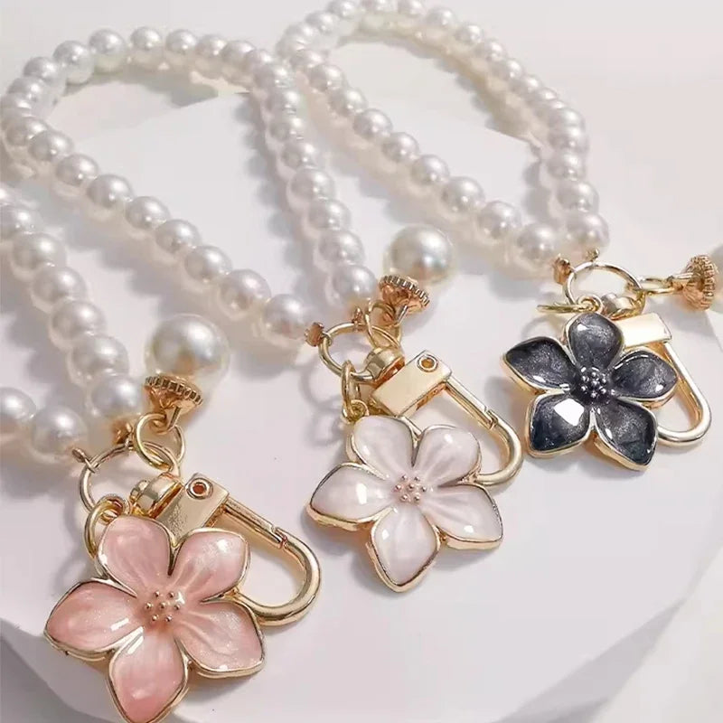 2024 Pearl Keychain Luxury Women Jewelry Shiny Pearl Bead Shell Phone