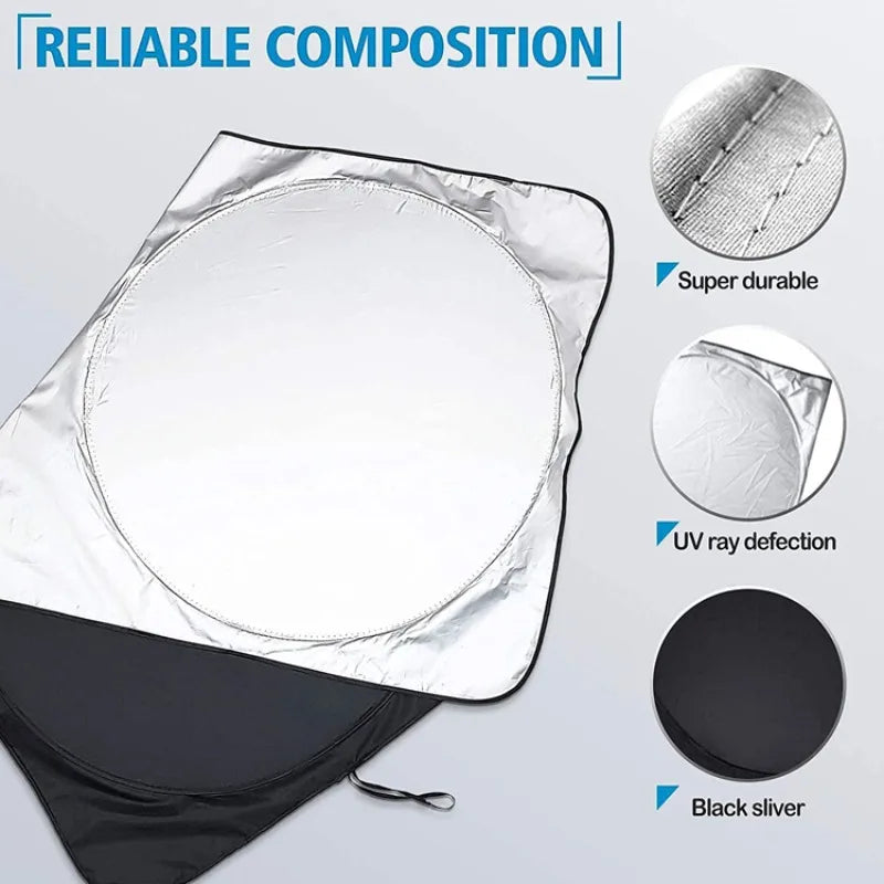 Car Sun Shade - Foldable Sun Car ShieldCoated Silver Cloth