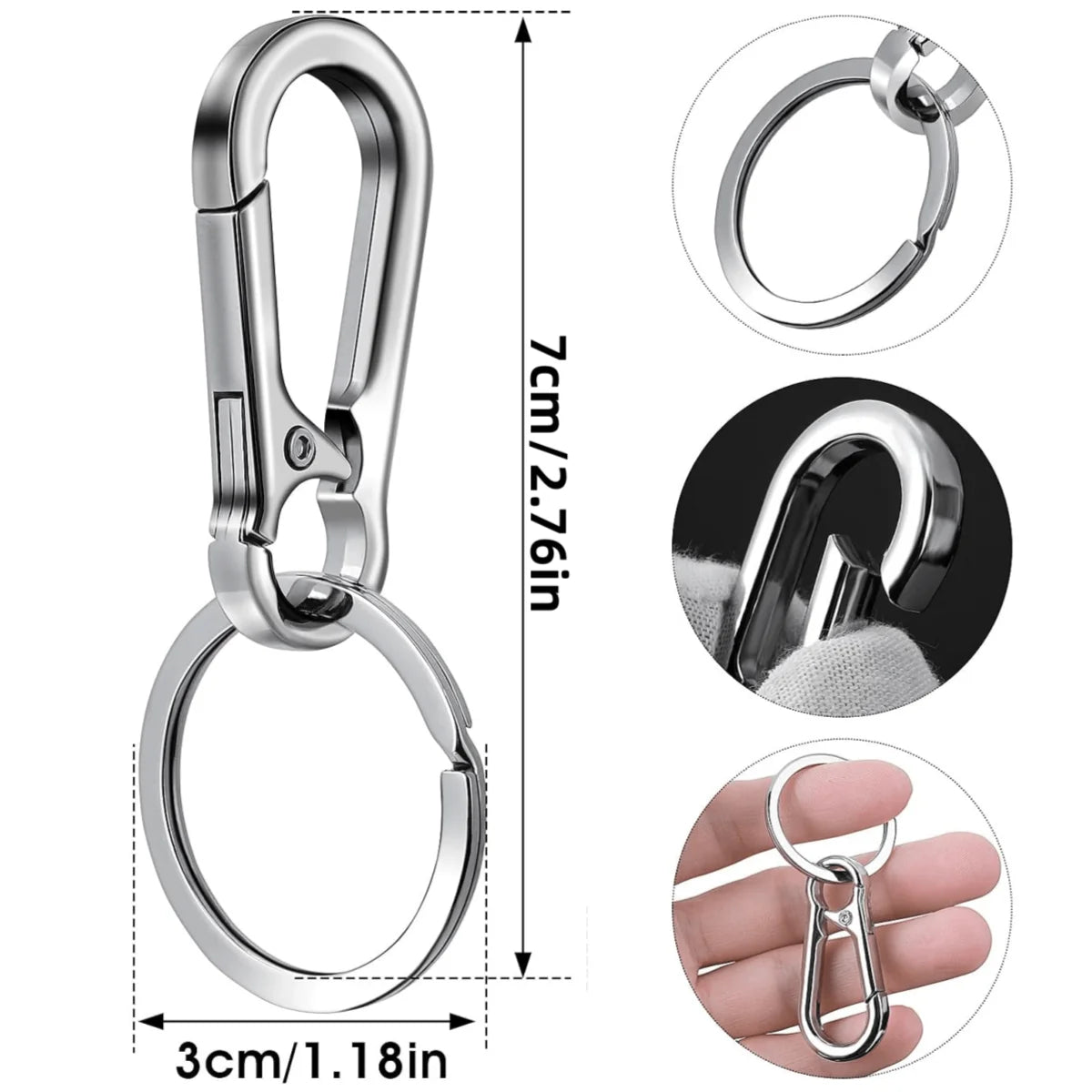 4Pcs Carabiner Clip Keychain Metal Carabiner Shape Key Ring Keyring