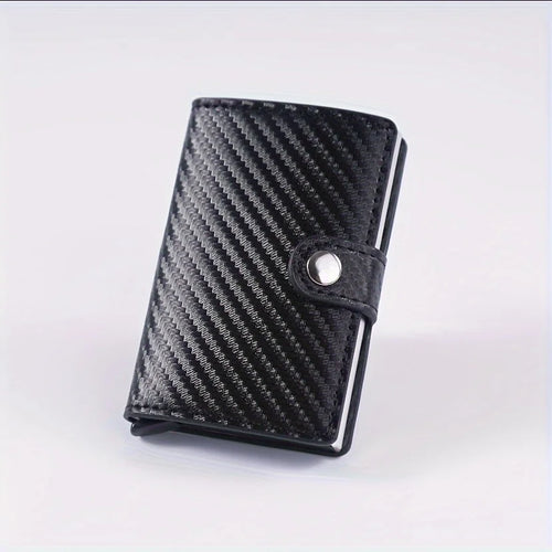 PU Leather Fiber Card Holder Wallet, RFID, Anti-Theft Brush, Pop-up,