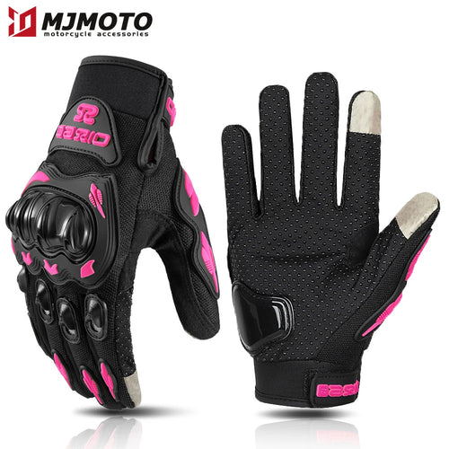 Summer Lady Pink Motorcycle Gloves Women Breathable Motorbike Riding