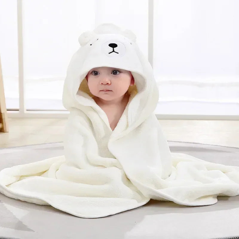 Baby Bath Towel Boy Girl Newborn with Hood Cartoon Animal Coral Fleece