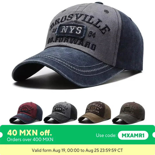 Four Seasons Men Baseball Cap Casual Distressed Washed Cotton Letter