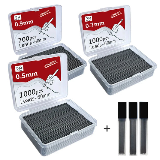 1000pcs Mechanical Pencil Lead 0.5 0.7 0.9mm 2B 60mm Art Drawing
