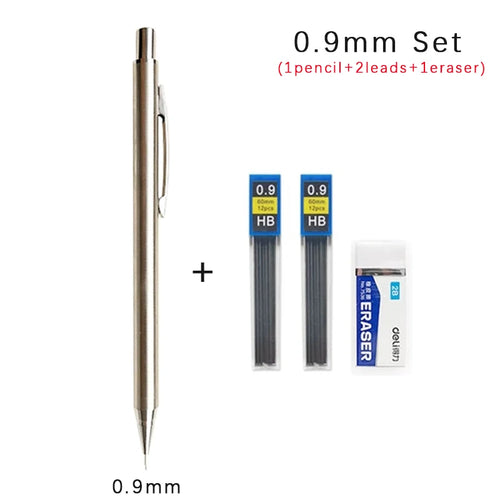 0.3 0.5 0.7 0.9 2.0mm Full Metal Mechanical Pencil Set School Art