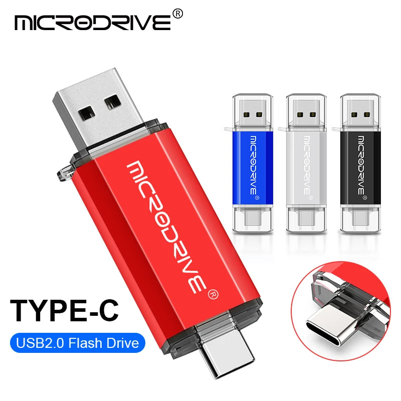 Type C USB Flash Drive OTG 2 IN 1 USB 2.0 Micro USB Pen Drive 128GB