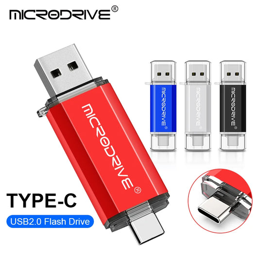 Type C USB Flash Drive OTG 2 IN 1 USB 2.0 Micro USB Pen Drive 128GB