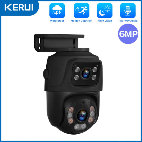 KERUI Outdoor Dual Lens PTZ 6MP POE IP Camera Home Security Camera