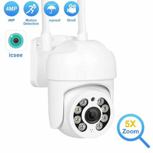 4MP HD Outdoor Wifi Camera Waterproof PTZ IP Camera 5X Digital Zoom