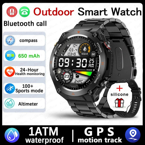 For Huawei Xiaomi GPS Outdoor Military Smart Watch Men 5ATM Waterproof