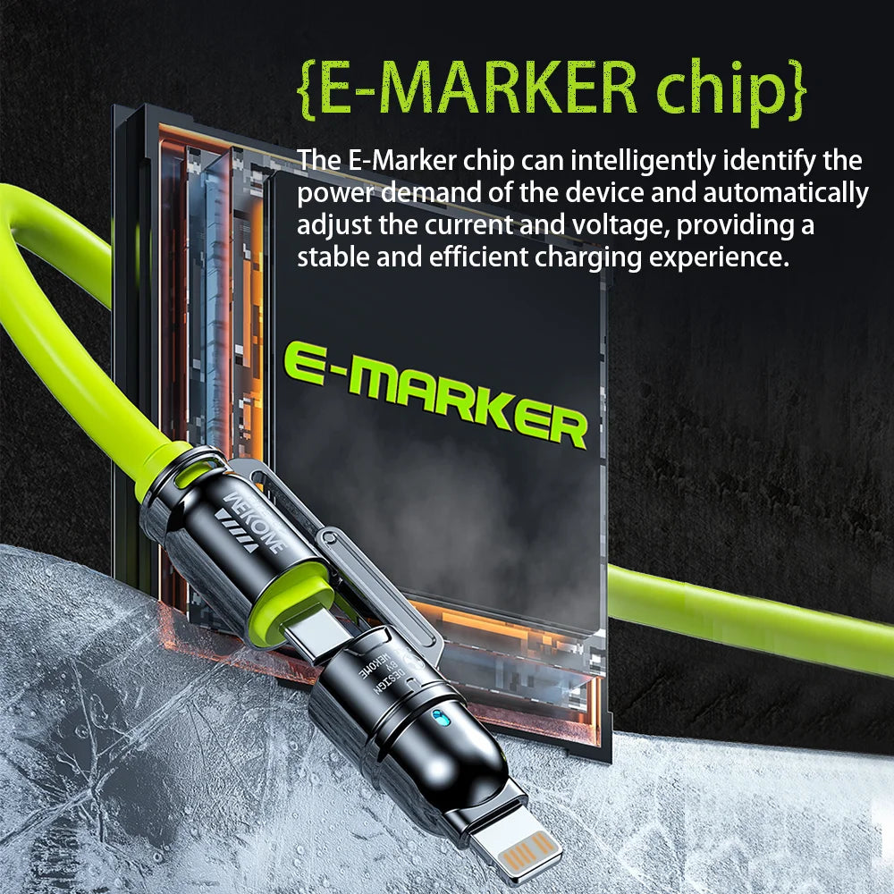 4-in-1 Kirsite Cable 240W Super Fast Charging Multiple Functions for