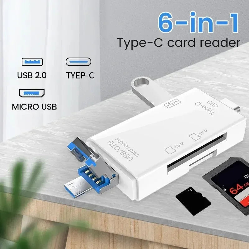 6 In 1 Multifunction Card Reader Computer Mobile OTG Converter TF SD
