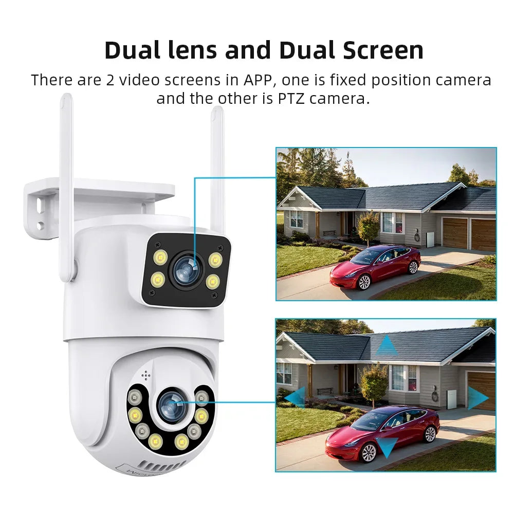 Outdoor Wireless Security IP Camera 4K 8MP HD Dual Lens External Wifi
