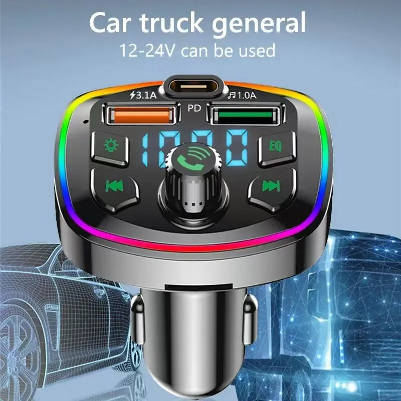 Car Charger FM Transmitter Bluetooth5.0 Hands Free True 3.1A Dual USB