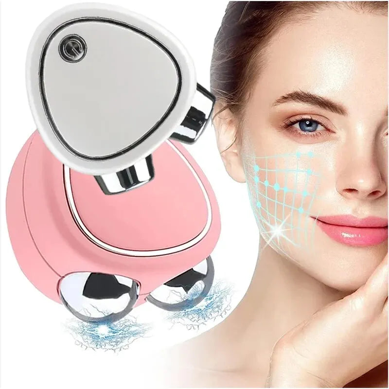 3D Micro Current Beauty Skin Electric Face Massager 3 Gears At Home