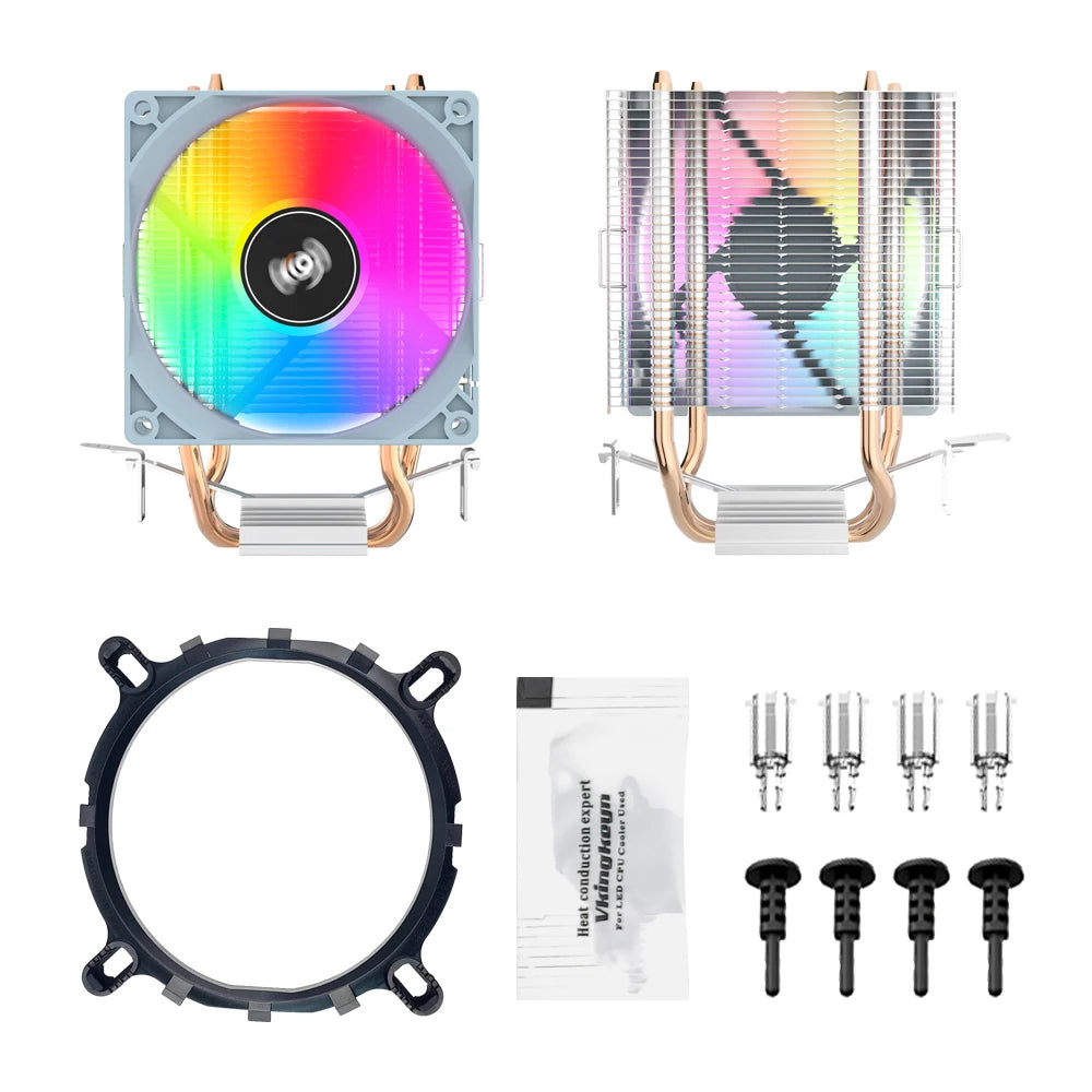 Aigo CPU Cooler 2 4 Heat Pipes PC Radiator Cooling 3PIN PWM Silent Rgb