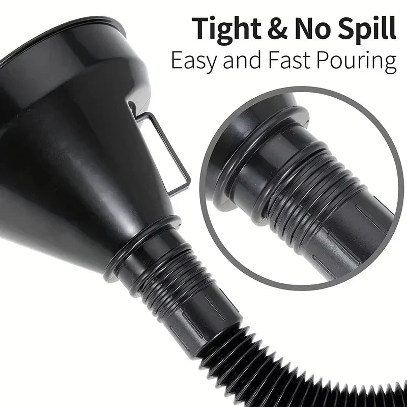 1 Pc Multi Functional Flexible Automotive Fuel Funnel: Spill-Proof