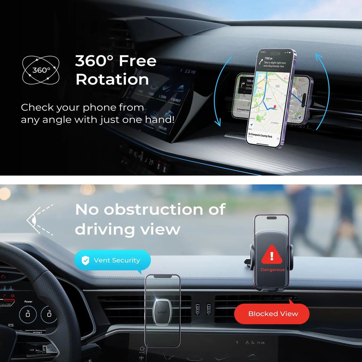 LISEN Phone Holder Car Ultra Magnetic Phone Mount Cell Phone Holder