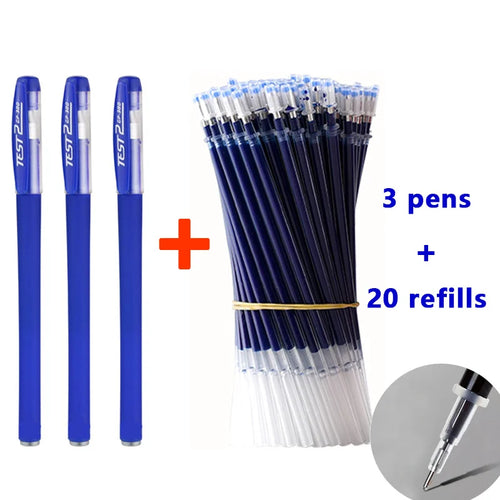 Gel pens Set Black Blue Red Refill Gel Pen Bullet Tip 0.5mm School &