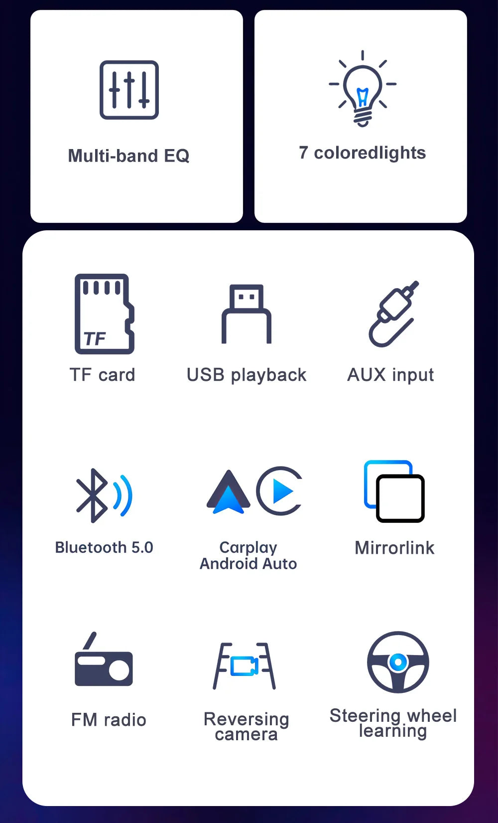 2Din 7 Inch HD Screen Full Touch Carplay Android Auto Car Raido