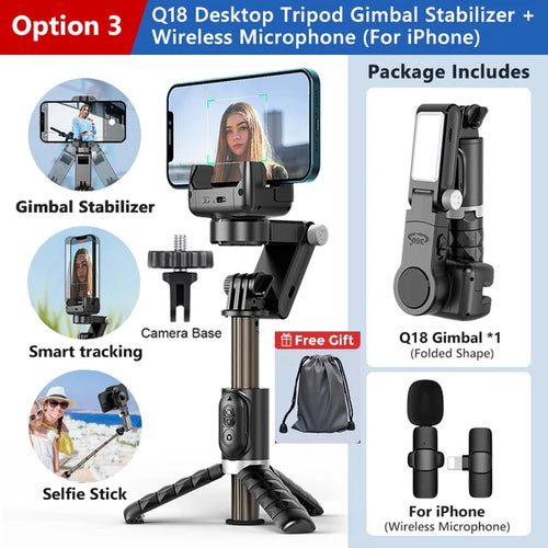Handheld Gimbal Stabilizer Selfie Stick Tripod For iPhone Android Cell