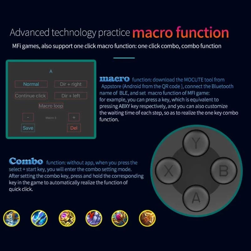 Gamepad For iPhone Android Cell Phone Control Bluetooth Controller