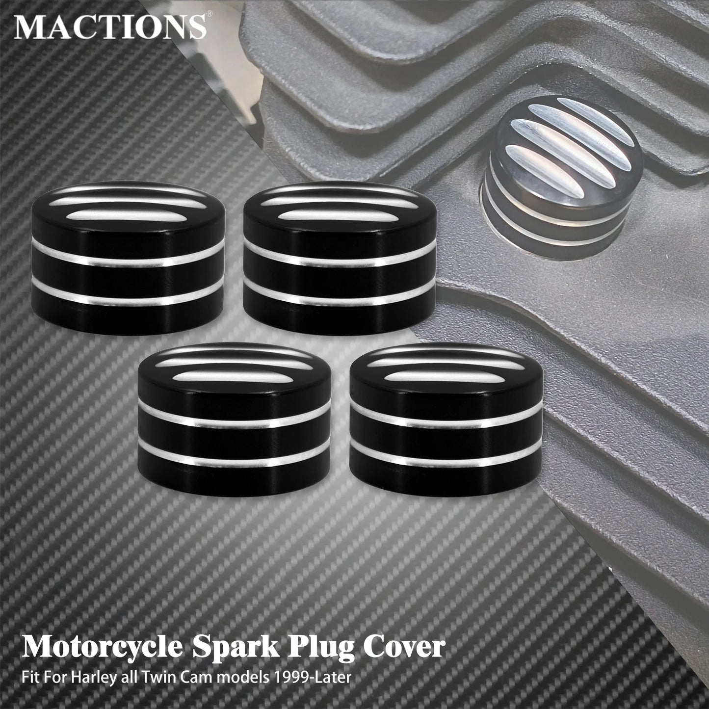 Motorcycle Head Bolts Caps 4pcs Spark Plug Cover Engine Screws Nut For