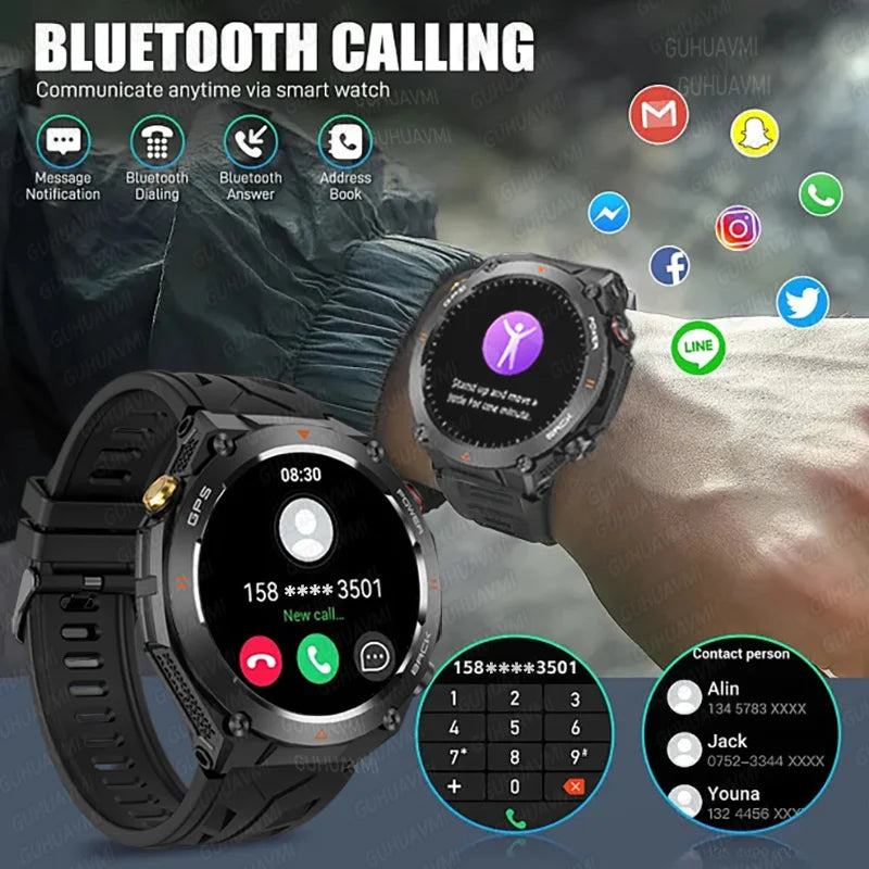 New GPS Smartwatch 1.45'' AMOLED Display 100 Sports Modes Voice