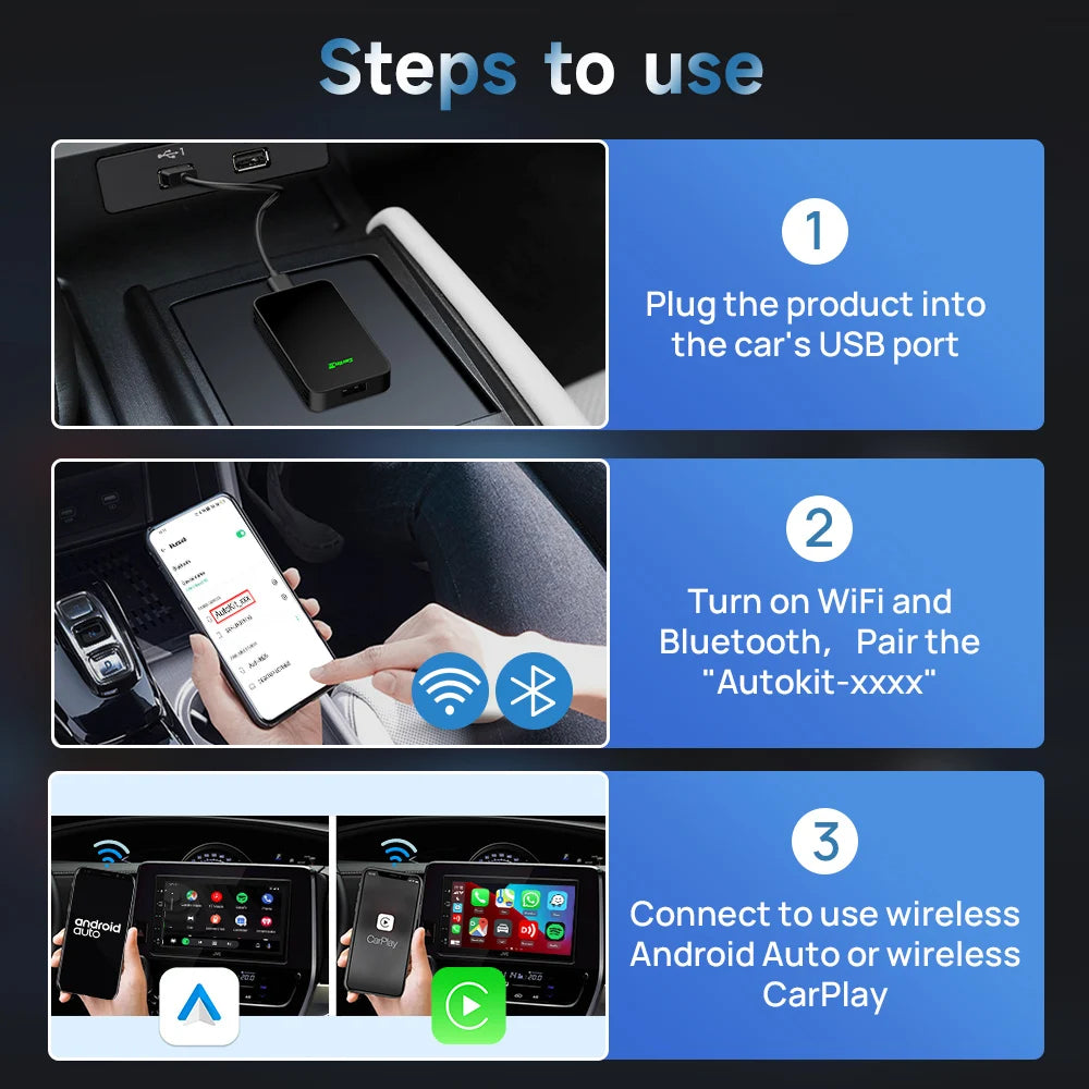 CarlinKit 5.0 Wireless Android Auto CarPlay AIBox Wireless Adapter