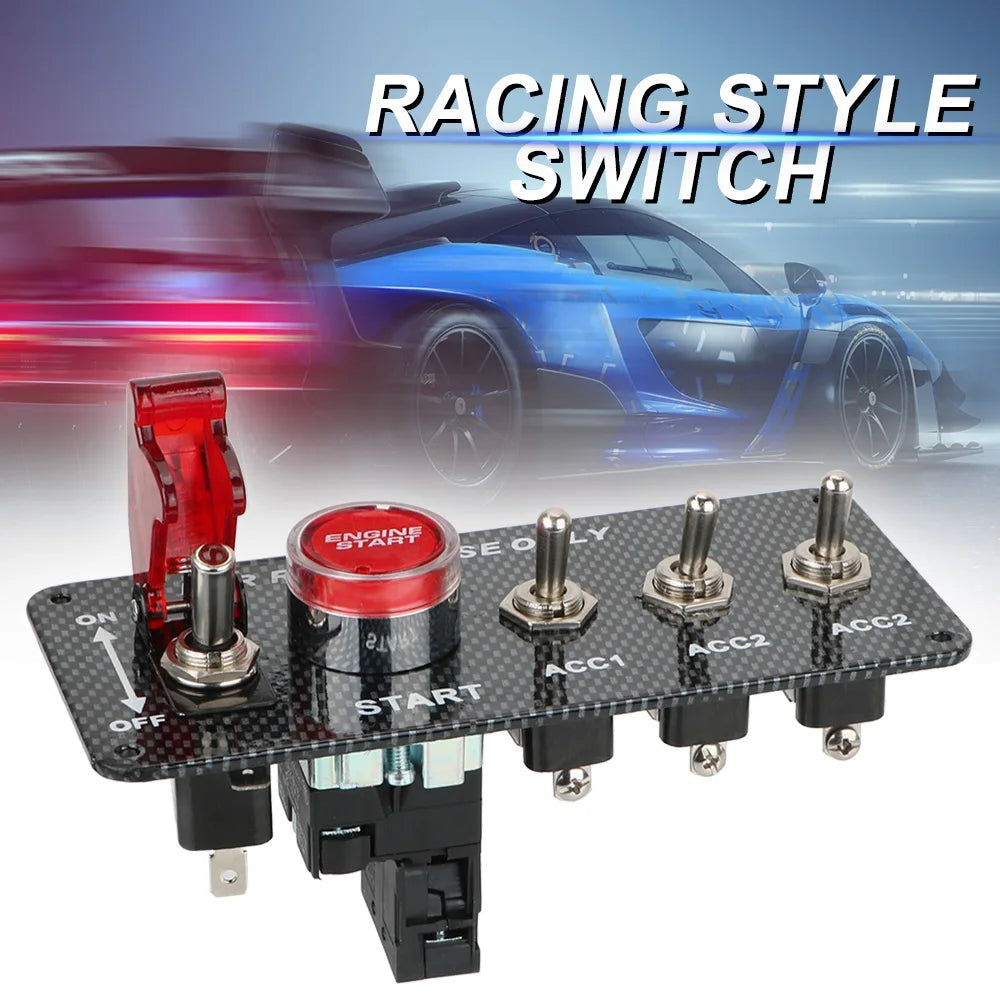 12V Racing Car Starter Rocker Switch Panel Start Stop Ignition Buttons