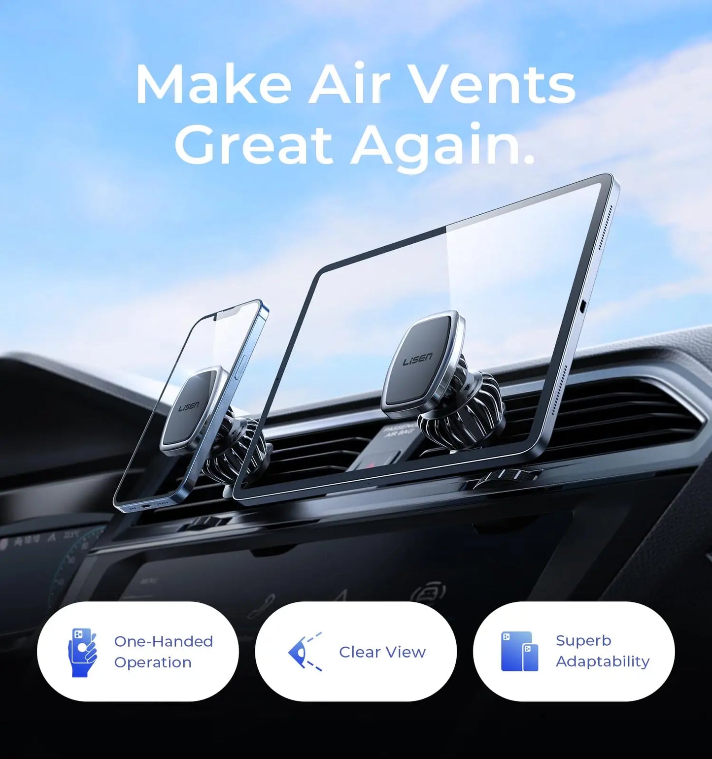 LISEN Phone Holder Car Ultra Magnetic Phone Mount Cell Phone Holder