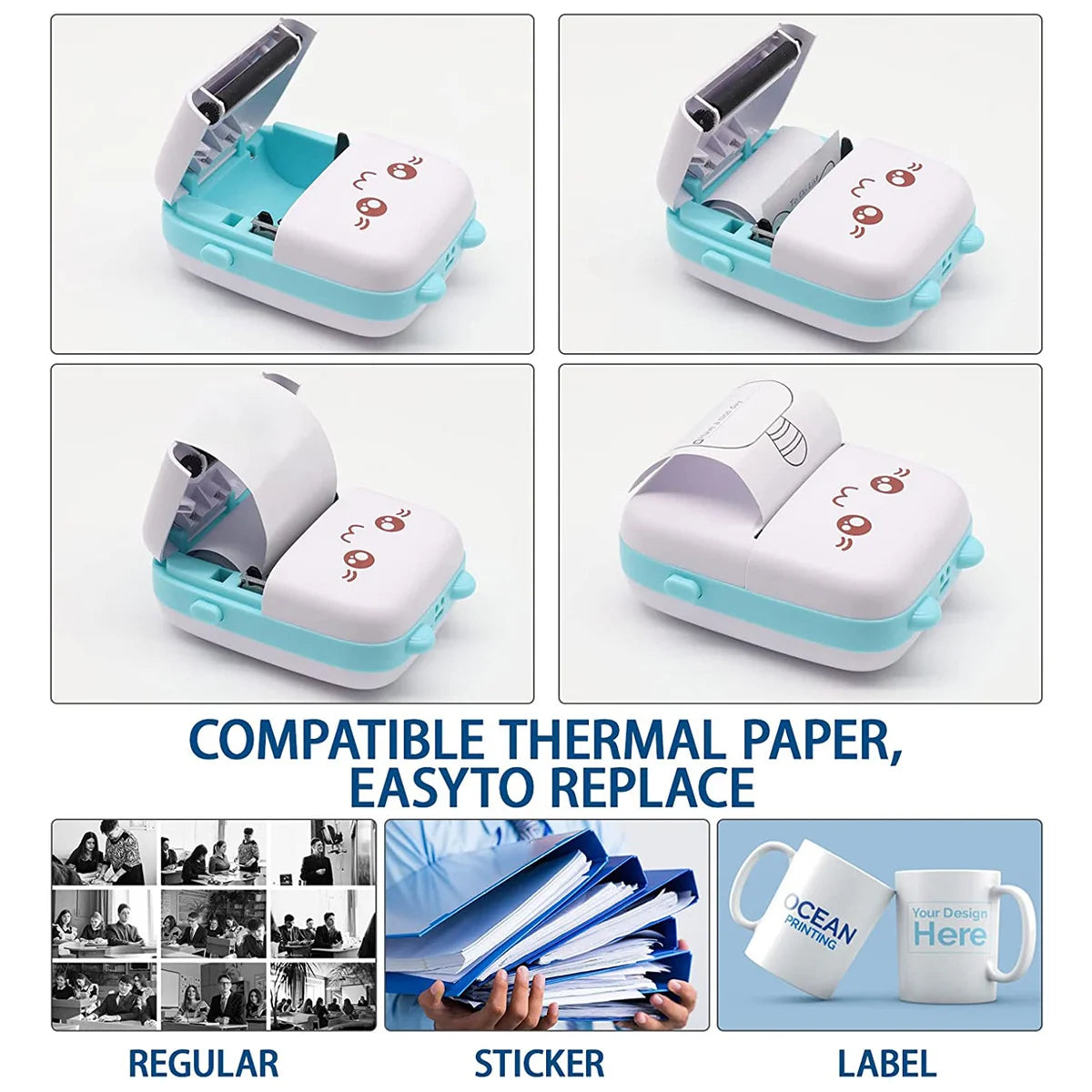 Mini Printer For IPhone And Android, Wireless Mini Photo Printer Label