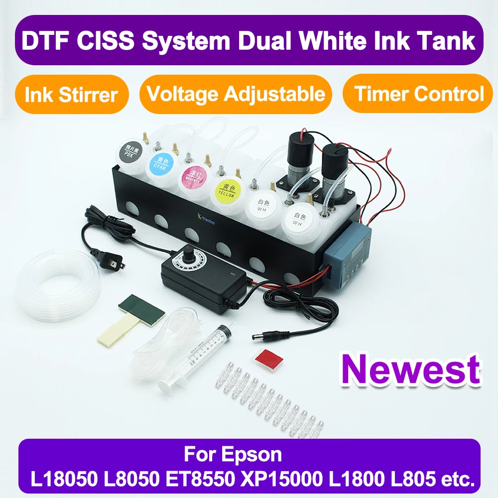 DTF CISS Ink System Convert 250ML DIY Kit Dual White Ink Tank Shake