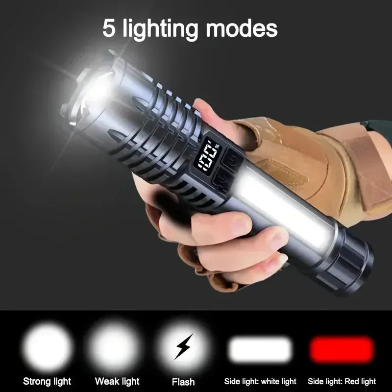 Portable Rechargeable High Power LED Flashlights With Display Screen