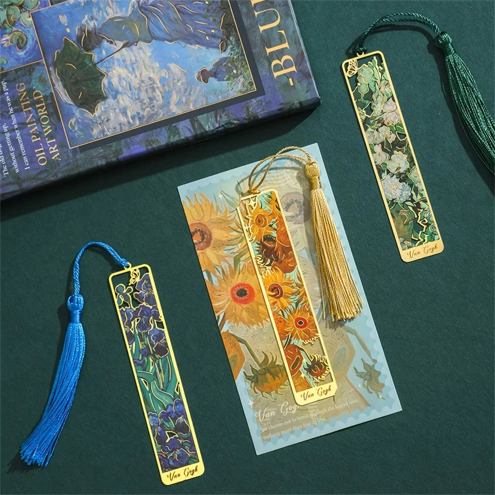 4 Colors Metal Sunflower Hollow Bookmark Chinese Style Creative