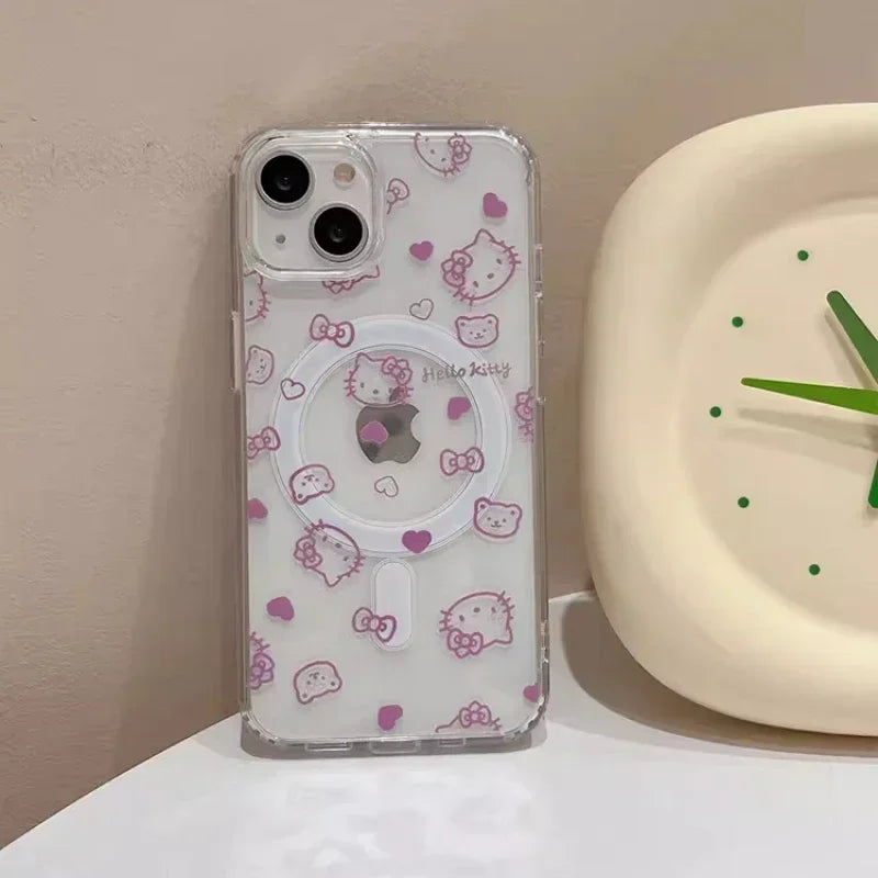 Cute Sanrio Hello Kitty Magnetic Wallet Holder Magsafe Wireless Charge