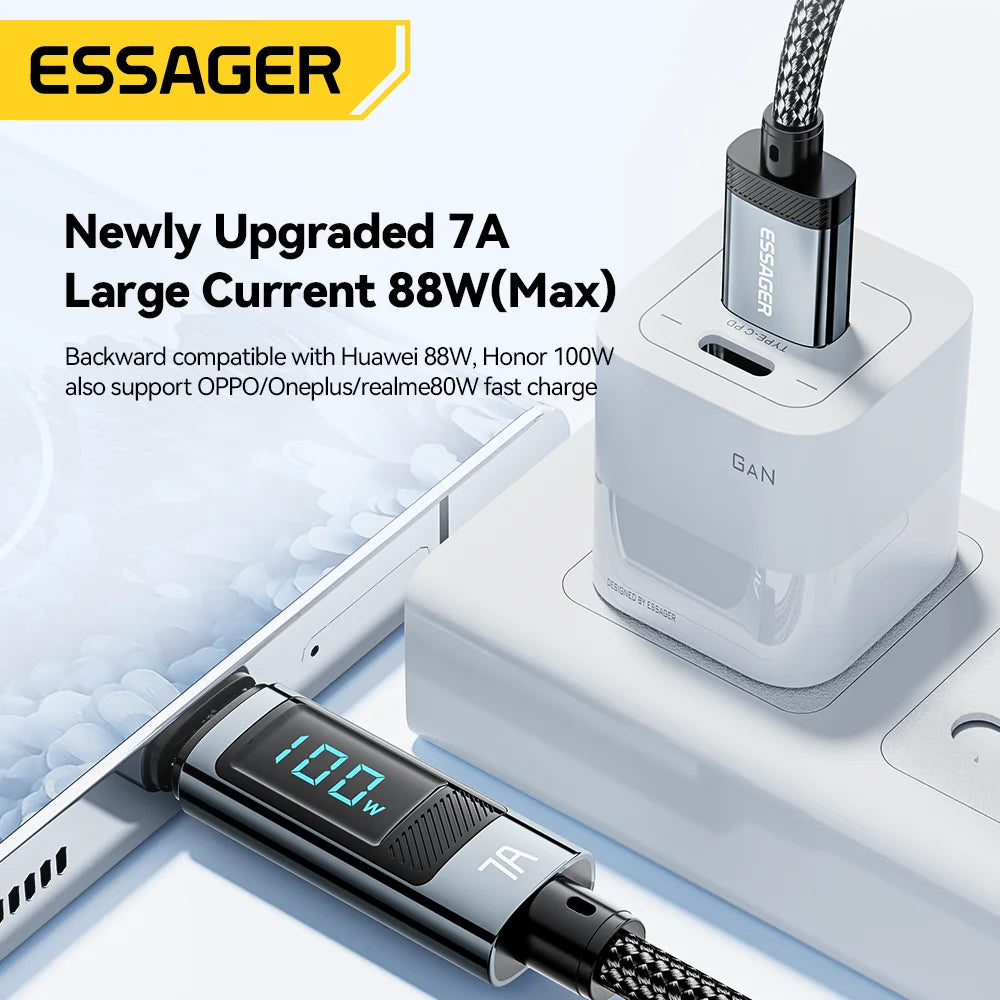 Essager 7A USB Type C Cable 100W USB C Charger Data For Realme Huawei