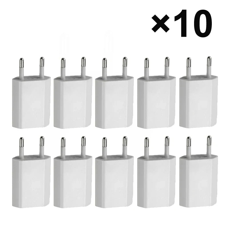 5-10Pcs Universal 5V 1A US Eu AC Home Travel Wall Charger Adapters For