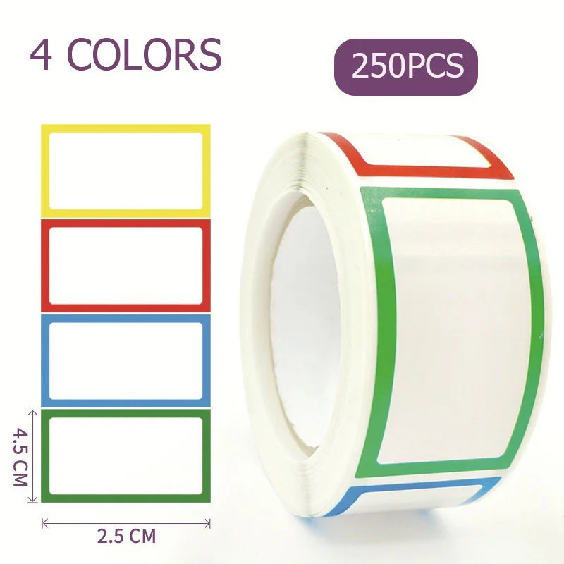 250pcs Waterproof Blank Self Adhesive Assorted Stickers Removable