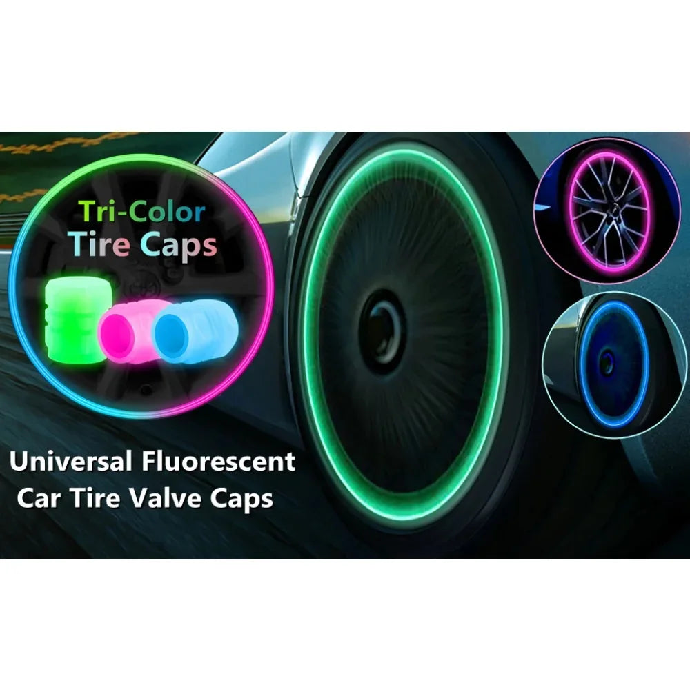 20Pcs Mini Luminous Tire Valve Caps Car Motorcycle Colorful Glowing
