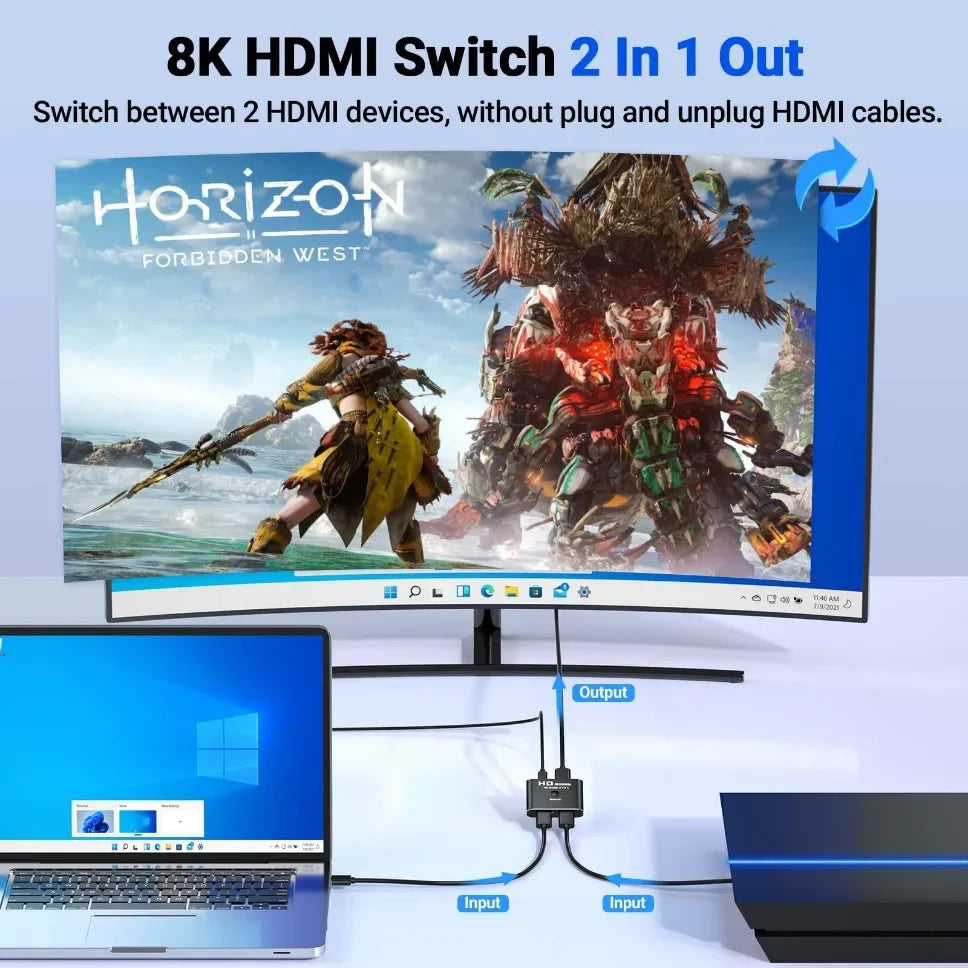 8K 60Hz HDMI-Compatible Switch Splitter Bi-Direction 1x2/2x1