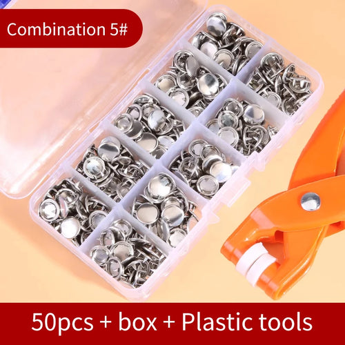 Snap Button Kit With Hand Pressure Pliers 50pcs 100pcs Snaps , Metal