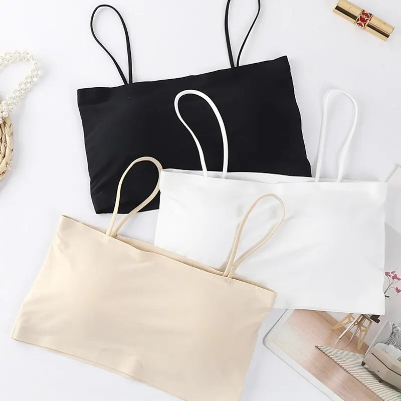 Women Crop Top Sexy Bra Seamless Tank Tops 2023 Summer Female White