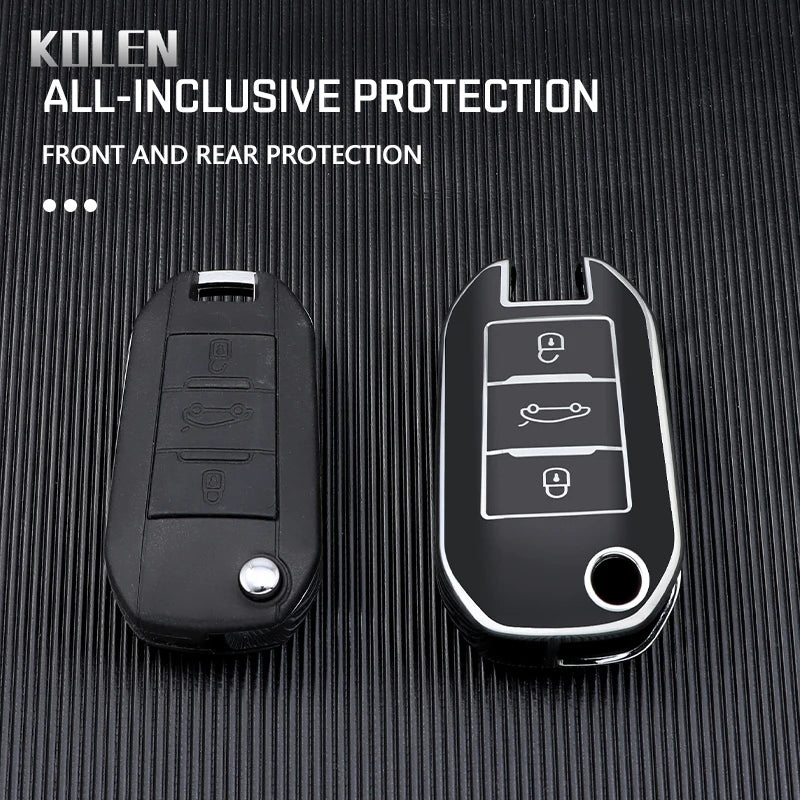 TPU Car Flip Key Case Cover Shell Fob For Peugeot 208 3008 308 508 408